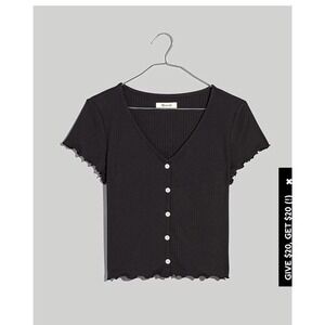 Madewell Ribbed Button-Front V-Neck Tee